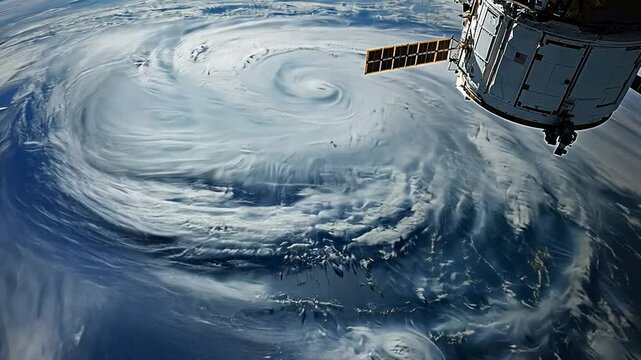 Satellite view of a hurricane over the Earth, capturing the raw power of nature