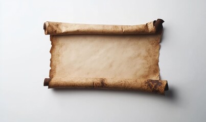 Aged scroll of parchment, blank and rolled
