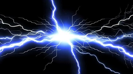Dramatic Blue Lightning Storm Illuminating Natures Power and Energy Against Dark Background with Striking Electric Effects