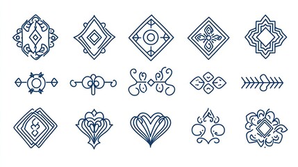 Geometric line art design elements; white background; graphic design; website decoration