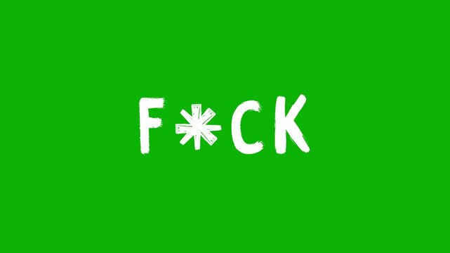 Censored F*CK Word in Bold Handwritten Style &ndash; Isolated on Green Screen Chroma Key Background