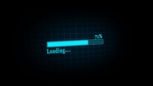 Loading bar and progressing animation bar. loading bar with counting from 0 to 100 percentage completed animation on black background
