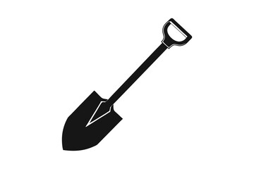 shovel silhouette vector isolated on white background