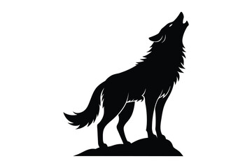Wolf howling vector silhouette illustration