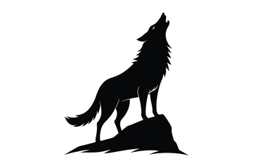 Wolf howling vector silhouette illustration