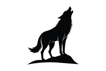 Wolf howling vector silhouette illustration