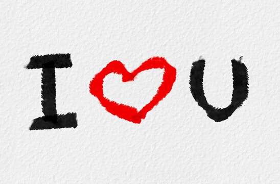 'I love you' rough paint brush strokes