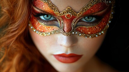 Alluring woman with an ornate mask, beauty