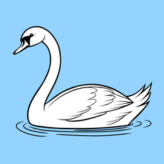 Elegant colored swan illustration on blue background. Great for educational materials, decor prints, children’s books, or animal-themed creative projects.