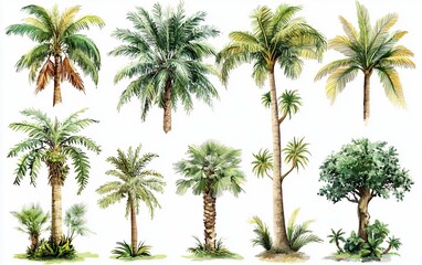 Watercolor Palm Tree Illustrations perfect for report cover design concepts