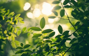 Obraz premium Sunlit Green Foliage Backdrop perfect for corporate annual report designs