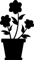 Black silhouette flower vector for crafts, decals, fabric patterns, and minimal nature-themed designs. Clean and versatile graphic element.