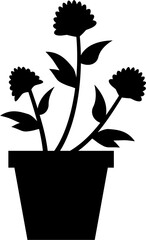 Black silhouette flower vector for crafts, decals, fabric patterns, and minimal nature-themed designs. Clean and versatile graphic element.