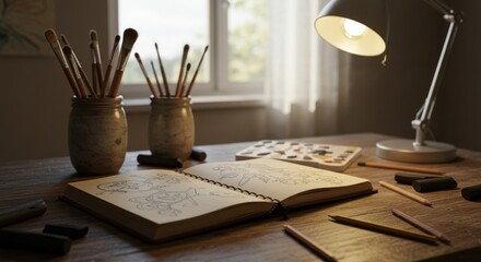 Fototapeta premium Artist's Workspace Illustration