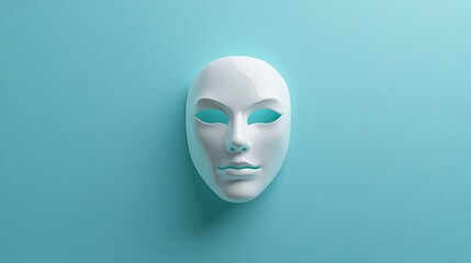 White Mask on a Blue Textured Background
