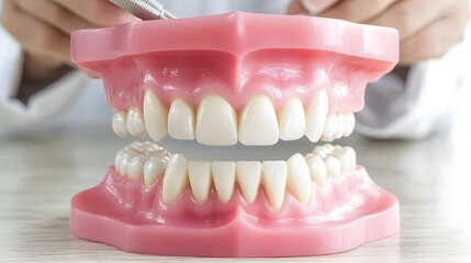 Obraz premium Dental Model Closeup Perfect Teeth Healthy Smile Dentistry
