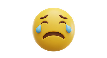 3D Yellow Cry Emoticon with Tears
