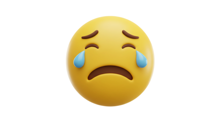 3D Yellow Cry Emoticon with Tears
