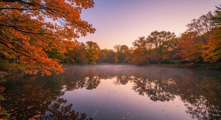 Obraz premium Autumn Pond Landscape Photo