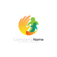 Obraz premium Charity logo with people care design vector, unity logos