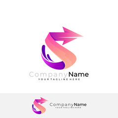 Obraz premium S and Arrow design combination, logo of a company