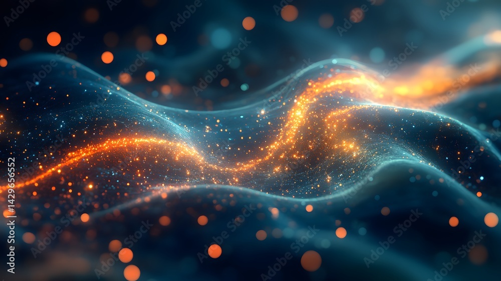 Poster A mesmerizing digital artwork depicting abstract waves of light and energy. The image showcases vibrant colors and a dynamic, flowing motion. Digital Abstract Waves of Light and Energy