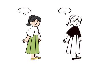 ポジティブな女性のイラストセット