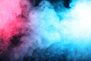 Beautiful smoke in neon lights on dark background
