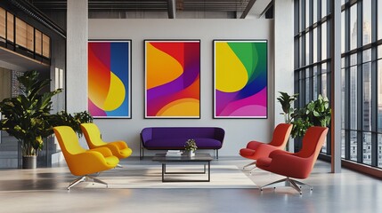 Modern Loft Interior With Colorful Art perfect for professional portfolio pieces