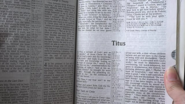 The book of Titus in the New Testament of the Holy Bible.