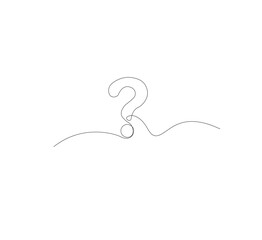 continus line Question mark icon in sketch style. white background.Illustration vector symbol.Editable stroke.