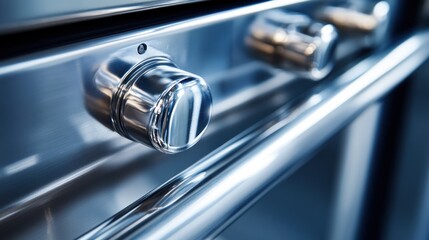 Close-up of a modern stainless steel oven control panel.