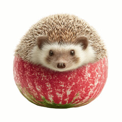 Obraz premium Adorable Hedgehog Embracing a Watermelon A Whimsical Summer Image