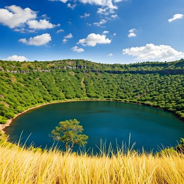 Lonar Crater Turquoise Lake, Maharashtra, India