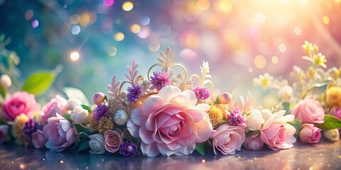 Obraz premium Dreamy Crown of Flowers, Magical Headpiece, Fantasy Floral Crown, Ethereal Headwear, Mystical Princess Accessory