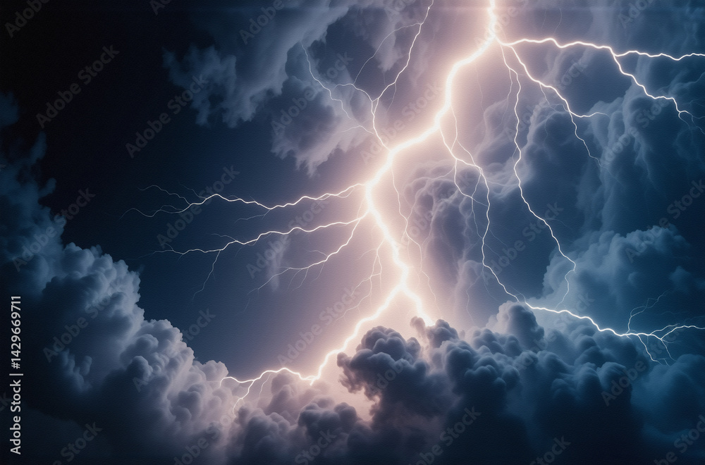 Aufkleber a powerful bolt of lightning illuminates a dark, stormy sky filled with ominous clouds. the bright f