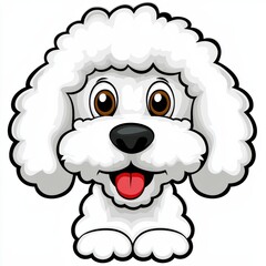 Fototapeta premium Cartoon illustration of a white poodle with curly fur and a cheerful expression