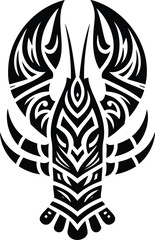 Tribal Lobster Claw Silhouette Vector Illustration