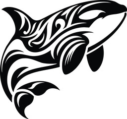 Dynamic Orca Silhouette with Tribal Art Inspired Fin and Tail