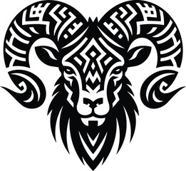 Geometric Tribal Ram Head Silhouette