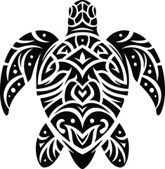 Tribal Sea Turtle Silhouette with Intricate Art Patterns