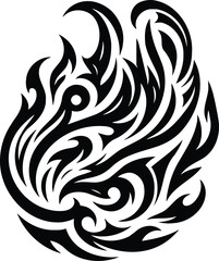 Tribal Inspired Flame Silhouette with Flowing Intricate Patterns