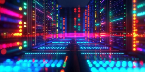 Highlighting the essence of cloud storage with illuminated server components.