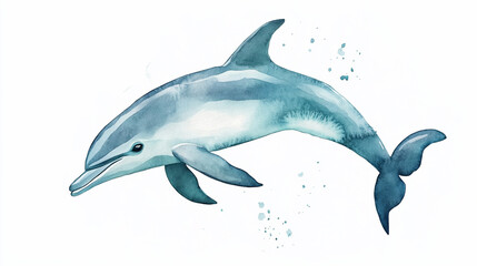 Fototapeta premium cute playful dolphin painting on white background.ai 
