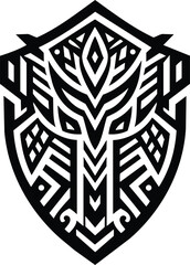 Tribal Shield Silhouette with Geometric Patterns for Primal Warrior Aesthetic