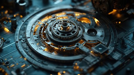 A detailed blueprint of a complex clockwork mechanism