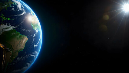 Obraz premium Earth From Space with Sun