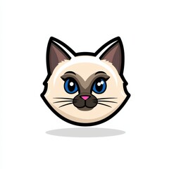 Obraz premium Cartoon illustration of a cat's face with large blue eyes and light beige fur