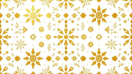 Elegant Gold Floral and Snowflake Pattern Seamless Texture Background Design for Winter Holiday