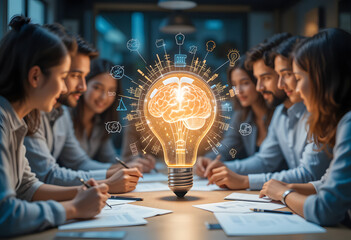 The creative business team is brainstorming and generating ideas for innovative projects